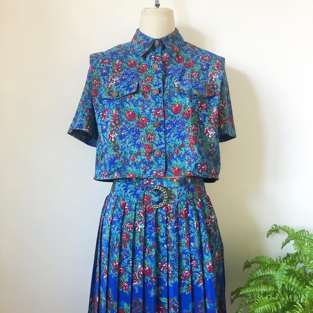 Upcycle Vintage Leslie Fay Floral Set Size 4/6